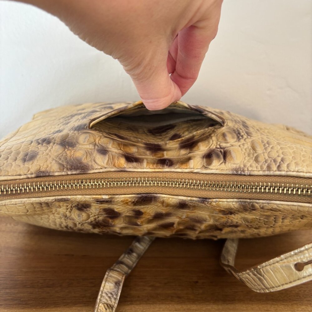 Brahmin Gold Melbourne Croc Embossed Leather Adjustable Shoulder Bag - Picture 8 of 10